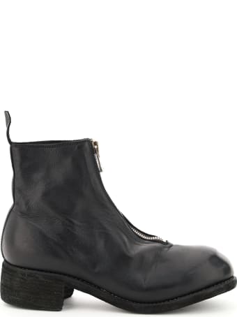 Guidi Front Zip Leather Ankle Boots