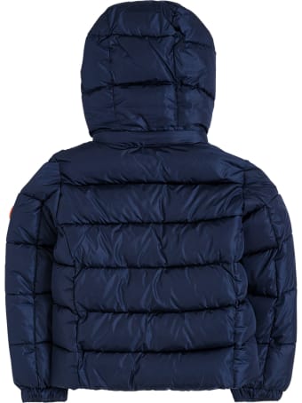 Save the Duck Ecological Blue Nylon Down Jacket With Logo