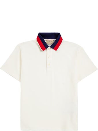 Gucci Cotton Polo Shirt With Blue And Red Collar