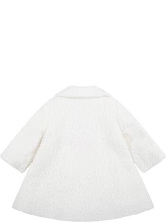 Blumarine White Coat For Baby Girl Witth Flowers