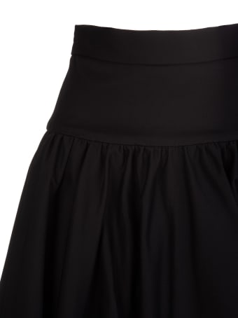 Roberto Cavalli High Waist Black Midi Skirt With Ruching