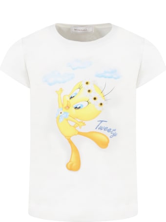 Monnalisa White T-shirt For Girl With Titty
