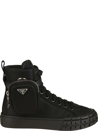 Prada Pouch Applique Lace-up Ankle Boots