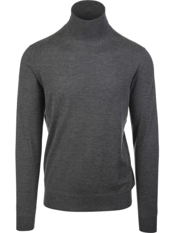 Fedeli Man Dark Grey Turtleneck Pullover In Cashmere And Silk