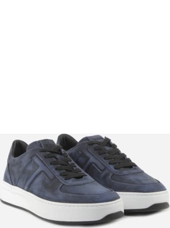 Tod's Blue Nabuk Sneaker In Suede