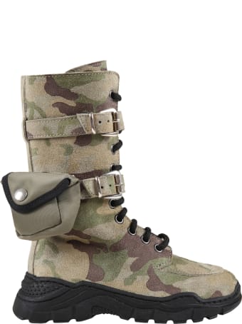 Gallucci Green Boots For Kids With Pocket
