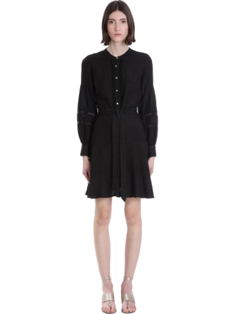 120% Lino Dress In Black Cotton