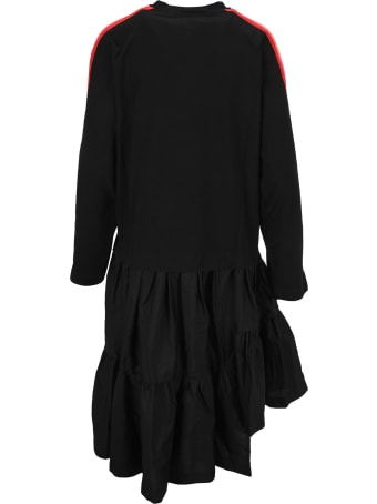 Palm Angels Black Asymmetric Long-sleeve Dress