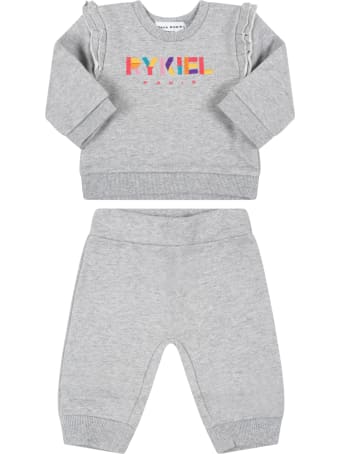 Sonia Rykiel Grey Tracksuit For Girl With Logo