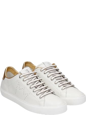Leather Crown Sneakers In White Leather