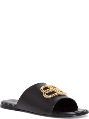 Balenciaga Leather Oval Bb Slip-on Sandals
