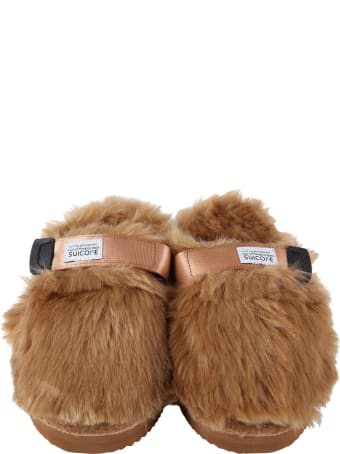 SUICOKE Beige Sandals For Kids With Logo