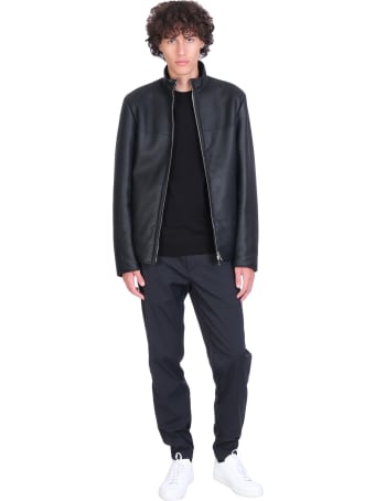 Theory Leather Jacket In Black Leather