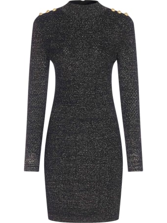 Balmain Buttons-detail Lame Knit Mini Dress