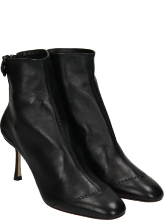 Francesco Russo High Heels Ankle Boots In Black Leather