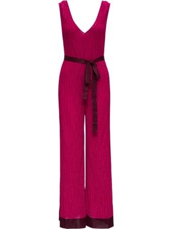 M Missoni Pink Jumpsuit In Rayon Blend With Belt