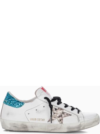 Golden Goose Superstar Sneakers With Glitter Heel Tab And Snakeprint Star