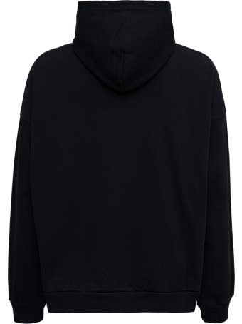 Balenciaga Black Cotton Hoodie With Logo Print