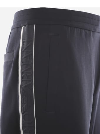 Emporio Armani Cotton Blend Trousers With Side Logo Band