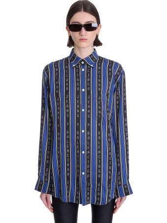 Balenciaga Shirt In Blue Viscose