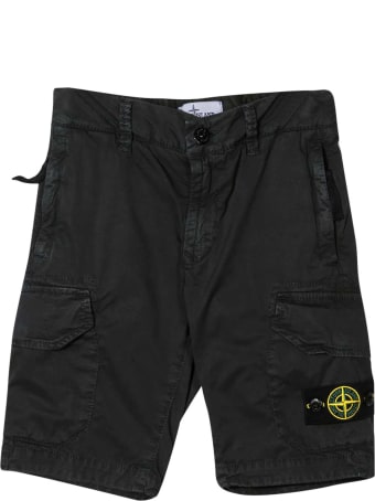 Stone Island Junior Black Bermuda Shorts