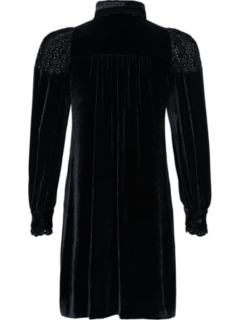 Giovanni Bedin Black Perforated Velvet Dress In Viscose Blend