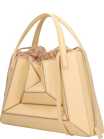 Mlouye Sera Tote Hand Bag In Beige Leather
