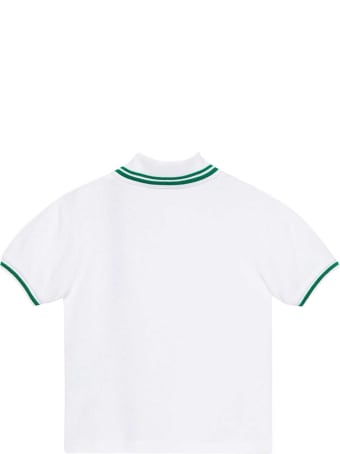 Gucci White Polo Shirt With Green And Red Details