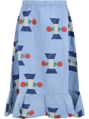 Bobo Choses Light-blue Skirt For Girl With Geometric Deisigns