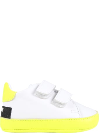 Balmain White Sneakers For Babykids With Logo