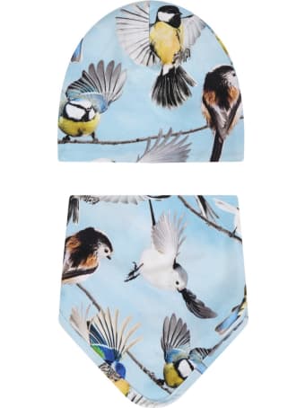 Molo Light Blue ''ned'' Set For Baby Boy With Birds