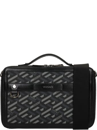 Versace Hand Bag In Black Polyuretan