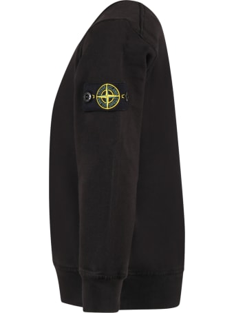 Stone Island Junior Black Sweatshirt For Boy With Iconic Compass