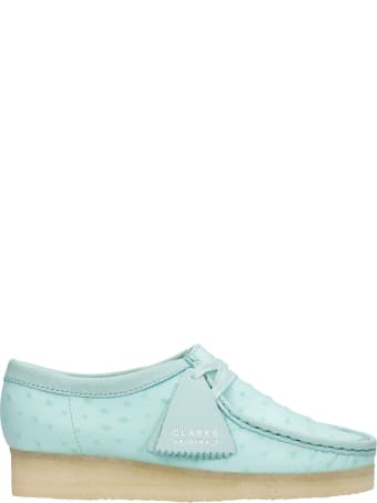 Clarks Wallabee Lace Up Shoes In Green Leather