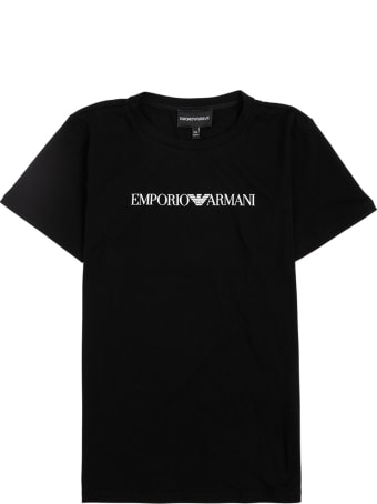 Emporio Armani Black Cotton T-shirt With Logo Print