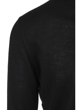 Fedeli Man Black Turtleneck Pullover In Cashmere And Silk