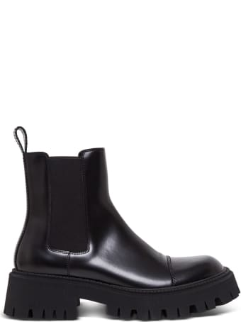 Balenciaga Tractor Boots In Black Leather