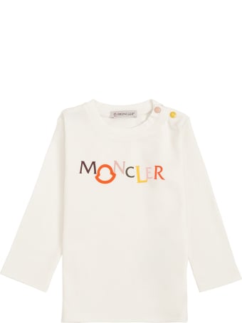 Moncler Long-sleeved Cotton T-shirt With Logo Print