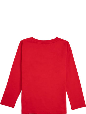 Givenchy Red Long-sleeved Cotton T-shirt With Logo Print