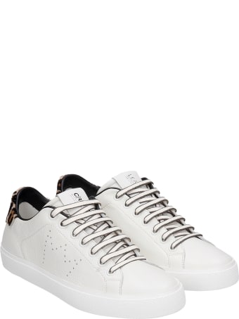 Leather Crown Sneakers In White Leather