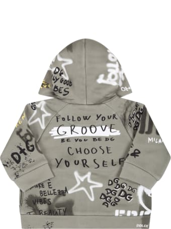 Dolce & Gabbana Green Sweatshirt For Baby Kids With Logos