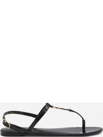 Saint Laurent Cassandra Sandals In Leather With Monogram