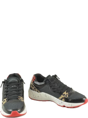 P448 Black Leather & Mesh Mid-top Sneakers