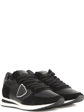 Philippe Model Black Leather Sneakers With Logo
