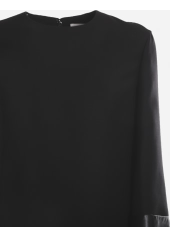 Valentino Virgin Wool Dress With Leather Inserts