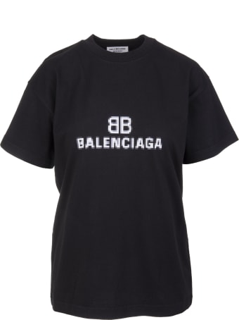 Balenciaga Woman Black Medium Fit Bb Pixel T-shirt