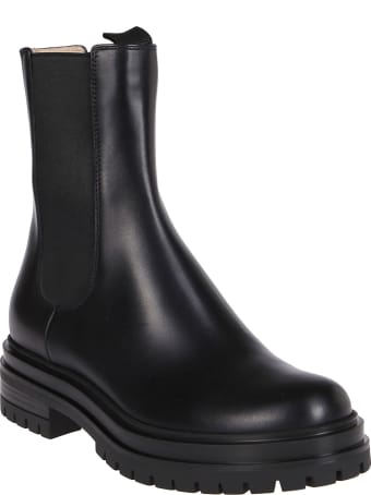 Gianvito Rossi Black Leather Chester Chelsea Boots