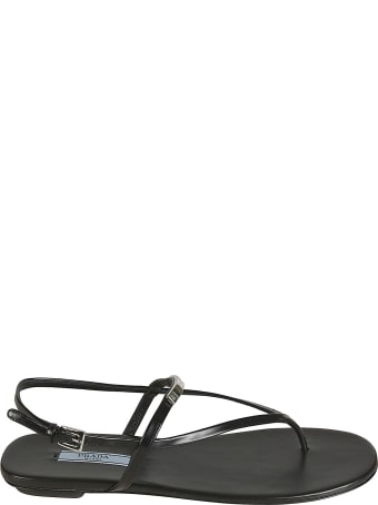 Prada Side Buckled Flat Sandals