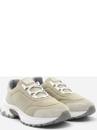 Eleventy Leather Sneakers With Contrasting Inserts