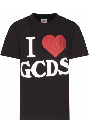 GCDS Black T-shirt For Girl With Logo